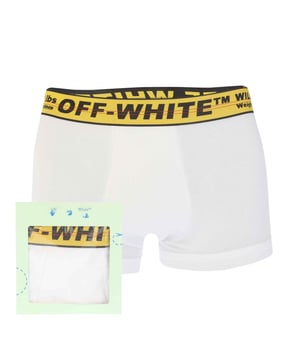 Off White Classic Industrial Cotton Boxers in white - black.- Branded elasticated waistband.- Mid rise.- All over ribbed.- Fitted.- 95% Cotton  5% Elastane.- Ref: OMUA0080010110We regret that underwear is non-returnable due to hygiene reasons.