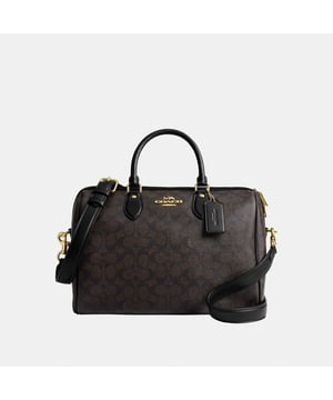 Rowan Large Satchel in Soft Signature Canvas, Inside snap and zip pockets, Outside zip pocket,  Length: 30.00 cm,  Width: 17.50 cm,  Height: 21.00 cm