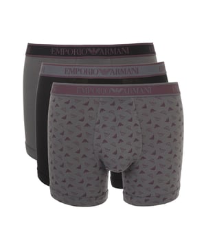 Entdecken Sie das exklusive 3er-Pack Herren-Boxershorts von Emporio Armani. Diese körpernahen Boxershorts bieten eine weiche Qualität und einen figurbetonten Schnitt für höchsten Tragekomfort. Der elastische Bund mit dem markanten Label-Schriftzug sorgt für einen sicheren Sitz und eine stilvolle Note. Das Set enthält zwei Boxershorts im unifarbenen Design und eine Boxershort mit einem dezenten Allover-Muster. Die Boxershorts passen sich perfekt Ihrer Figur an und unterstützen Ihre Bewegungsfreiheit. Ideal für den täglichen Gebrauch und vielseitig kombinierbar. Gönnen Sie sich oder jemandem Besonderen diese hochwertigen Boxershorts von Emporio Armani.