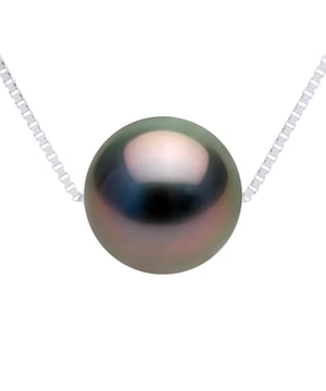 Halskette, echte TAHITI-Zuchtperle, rund, 10–11 mm – Verbindungsstück aus venezianischem Weißgold 375 – Länge 42 cm – Lieferung mit Echtheitszertifikat und internationaler Garantie – HERGESTELLT IN FRANKREICH –
