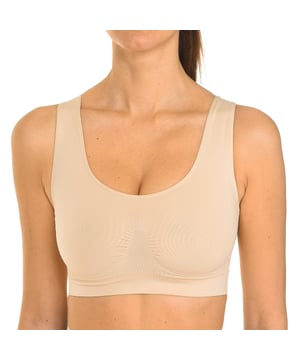 Sujetador deportivo cómodo.  
Efecto modelador y función de soporte natural.  
Compresión media sin costuras, sin aros y sin ganchos.  
Ideal para el deporte y el uso diario.  
Eleva y soporta los senos.  
Composición: 81% Poliamida, 19% Elastano  
Cuidado:  
Lavado a mano.  
No usar blanqueador.  
No usar secadora.  
No planchar.