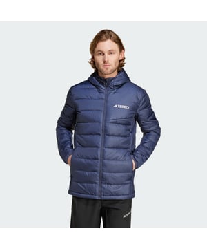 Explore frosty trails in comfort with a jacket that's built for the cold. Lightweight 600-fill down insulation delivers warmth that won't weigh you down in this adidas Terrex outdoor jacket. Hand pockets warm up chilly fingers and carry your essentials.This product is made with at least 70% recycled materials. By reusing materials that have already been created, adidas help to reduce waste and our reliance on finite resources and reduce the footprint of the products adidas make  - This model is 184 cm and wears a size 50. Their chest measures 89 cm and the waist 73 cm. - Regular fit - Full zip with high collar and hood - Shell: 100% polyester (recycled) - Filling: 80% duck down, 20% feathers - Water-repellent finish - Side pockets - Elastic hood and cuffs - Bungee-adjustable hem  Shipped by adidas