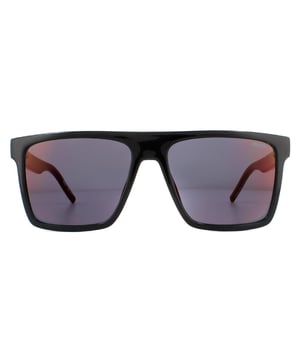 Hugo by Hugo Boss Sunglasses 1069/S 807 AO Black Red are a large square design made from lightweight acetate. The flat frame top creates a contemporary feel and the temples feature the Hugo logo..