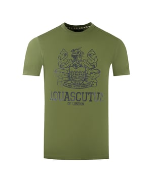 Aquascutum Large Bold London Aldis Brand Logo Army Green T-Shirt. Fühlen Sie sich selbstbewusst und stilvoll mit dem Aquascutum Bold Aldis Logo Army Green T-Shirt. Das T-Shirt ist aus bequemen Materialien gefertigt und mit dem Aldis-Logo von Aquascutum verziert. Es hat einen klassischen Rundhalsausschnitt und kurze Ärmel. Gehen Sie mit Stil und Klasse aus dem Haus!. Aquascutum Branded Logo Army Green T-Shirt, Rundhalsausschnitt, kurze Ärmel. 100% Baumwolle, normale Passform. Passt genau auf die Größe. Style Code: TS006 06