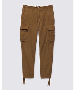 The Service Cargo Cord Loose Tapered Pants gives you all the style, comfort, mobility, and skateability you need to make a personal statement on and off the board. This corduroy pant has a looser fit through the hip and thigh ending in a tapered through the leg. It also features a Drop-V bar tack embroidery at the side seam and pockets, pleated cargo pockets for added storage, and a branded flag label sewn into the hem of the leg opening that’s visible when cuffed. 100% Cotton fabric 8-wale corduroy Front slash hand pockets Rear pockets with flap and hidden snap closure Embroidered ‘Drop-V’ bartack on left rear pocket Pleated cargo pockets with flaps and hidden button closure ‘V’ belt loop detail on back waistband Flag label for added branding when cuffed Loose Tapered fit 16.5'' leg opening