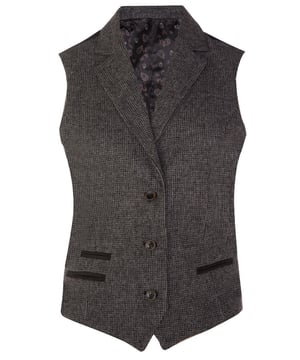 Dit tweedwollen gilet voor dames is zorgvuldig vervaardigd om vorm en functionaliteit te maximaliseren en is een eigentijdse draai aan een tijdloze retroklassieker. Dit gilet met een gevormd, op maat gemaakt ontwerp is gemaakt van premium wol met een visgraatpatroon en past perfect bij formele of casual outfits. Zie er op je best uit in deze tijdloze klassieker met dit tweed gilet dat jarenlang een vast onderdeel van je garderobe zal zijn.