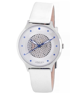 Johan Eric Women's JE1600-04-001 Orstead Round Stainless Steel Silver Sunray Dial Swarovski Crystal Watch
