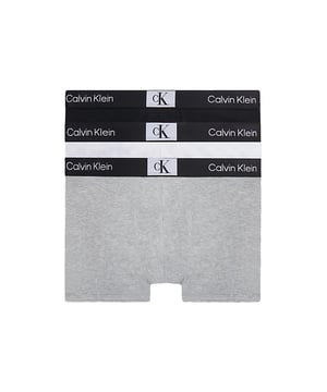 Boxers Calvin Klein Trunks confeccionados con una mezcla de algodón y elastano que proporcionan un ajuste cómodo y flexible.

El diseño sin apertura incluye una parte central reforzada para mayor adaptabilidad.

La cinturilla mediana, suave y elástica, asegura una sujeción perfecta en la cintura, decorada con  el icónico logotipo de Calvin Klein en los laterales y un detalle central con el emblema "cK", que añade un toque moderno y distintivo.

Pack de 3 boxers Calvin Klein Trunks, variedad de colores para cada gusto.

Ideal para quienes buscan una prenda interior moderna y funcional con el sello distintivo de Calvin Klein.
 Composición: 74% Algodón, 21% Algodón regenerado, 5% Elastano
 Cuidados:
- Lavar a máquina en agua fría y detergente líquido.
- Planchar a temperatura baja.
- No usar secadora.
- No lavar en seco.