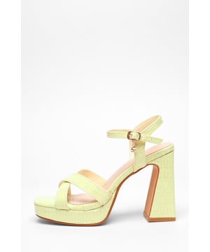 - Croc finish - Faux leather - Strappy design - Platform - Square toe - Heel height: 12cm / 4.8" approx