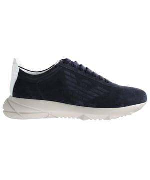 Emporio Armani Suede Sport Night White Blue Mens Trainers X4X249 XL556 A836