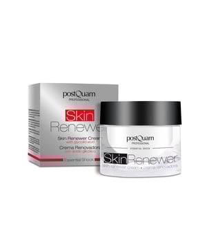 Crema renovadora con ácido glicólico - Essential Shock 50 ml
Ref. PQE01960

Descripción
Crema renovadora al ácido glicólico
Proporciona en poco tiempo luminosidad e hidratación. Elimina progresivamente las células muertas de la superficie de la piel (corneocitos), alisándola y atenuando las arrugas. La piel queda fina, suave y tersa y por ello, las exposiciones solares extremas en los periodos de uso de esta crema no son recomendables
Aconsejada para pieles con arrugas, manchas, o acné en fase cicatricial. No se recomienda su uso en pieles sensibles o fácilmente irritables
Contiene filtro solar

Principios activos:
- Ácido glicólico: acción ácida, descamativa
- Ácidos grasos de cadena corta: contrarrestan el efecto descamativo del ácido glicólico, reestructurando y regenerando la piel. Penetran en la piel fácilmente sin que después de su uso ésta quede excesivamente grasa y untuosa
- Centella asiática: reafirmante y antibacteriana
- Camomila: efecto calmante
- Alantoína: suavizante y cicatrizante, derivado de la urea
- Siliconas (dimeticonas): suavizan la piel
- Filtro solar
Contenido
50 ml
Modo de empleo
Aplicar diariamente mañana y noche sobre una piel limpia
En el caso de pieles acnéicas, puede usarse esta crema junto con el BioShock Equilibrante para pieles grasas de postQuam
Evitar las exposiciones solares excesivas durante el tratamiento con ácido glicólico