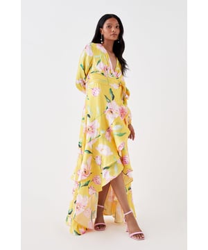 Lipsy amy print ruffle cross back maxi dress new arrivals