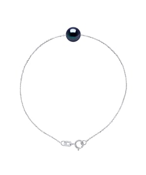 Armband aus echten runden Süßwasser-Zuchtperlen - Tahiti-Stil Farbe und Kette Mesh 925 Sterling Silber rhodiniert Länge 18 cm , 7 in - Unser Schmuck ist in Frankreich hergestellt und wird in einer Geschenkbox mit einem Echtheitszertifikat und internationale Garantie geliefert werden