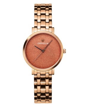 Diese analoge Orphelia Stardust-Uhr für Damen ist die perfekte Uhr zum Tragen oder Verschenken. Ihr runde, 36 mm große Gehäuse aus Roségold in Kombination mit dem bequemen Uhrenarmband aus roségoldenem Edelstahl sorgt dafür, dass Sie diese atemberaubende Uhr ohne Kompromisse genießen können. Ihre Uhr wird von einem hochwertigen Quarzwerk angetrieben und ist wasserdicht bis 3 Bar, damit sie endlos tickt. MODISCHES DESIGN: Die analoge Orphelia Stardust-Uhr mit japanischem Miyota-Quarzwerk ist ein Blickfang. Diese Uhr ist mit Glitzer und Funkeln auf dem Zifferblatt verziert und das perfekte Accessoire, um auf anspruchsvolle Weise hervorzustechen. Sehr gut geeignet für festliche Anlässe. PREMIUM-QUALITÄT: Durch die Verwendung hochwertiger Materialien – Glas: Mineralglas – Gehäusematerial: Edelstahl – Armbandmaterial: Edelstahl – Wasserdicht: 3 Bar – KOMPAKTE GRÖSSE: Gehäusedurchmesser: 36 mm, Höhe: 8 mm, Armband – Max. Handgelenklänge: 21,5 cm – Min. Handgelenklänge: 16 cm, Breite: 16 mm Durch diese praktische handliche Größe ist die Uhr absolut alltagstauglich - Gewicht: 92 gr.