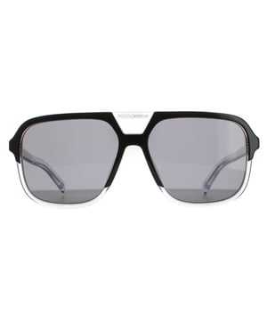 Dolce & Gabbana Aviator Mens Top Black on Crystal Dark Grey DG4354 Sunglasses Dolce & Gabbana are a full acetate square style pilot for men. The lightweight frame features the Dolce & Gabbana text logo on each of the hinges an d the brow bar. The DG logo is also featured at each of the temple tips. The 4354 are a sleek and contemporary style that will guarantee you stand out from the crowd!