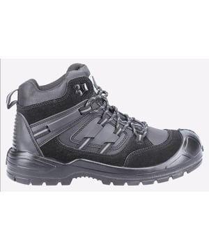Lightweight safety hiker crafted with suede leather and breathable nylon mesh upper, injected PU scuff cap, steel toe, steel midsole and dual density PU outsole.
- Trendy and Lightweight Safety Hiker
- Upper is made with Suede and Breathable Mesh With Moulded Rubber Overlay
- Rubber Heel Stabiliser for Durability
- Padded Tongue and Collar for Comfort
- Comfortable and Removable EVA Footbed
- Injected Moulded PU Scuff Cap for Extra Durability. Ideal when working on the knees
- Dynamic and Raised Injected PU Midsole Clasps the Upper to Provide Incresed Protection