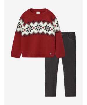 Introducing the Baby Boys Trouser Set in Red by paz_rodriguez, a perfect blend of luxury and comfort for your little one. Each piece reflects a commitment to quality and style, tailored for NONSEASONAL wear. Key features include:‚ Exquisite Craftsmanship: Made in Spain, ensuring each seam and stitch meets the highest standards.‚ Vibrant Red colour: A rich, eye-catching red hue that stands out in any setting.‚ Premium Fabrics: Soft to the touch, providing your child with unmatched comfort throughout the day.Transform your Baby, Baby_Boy, Boy's wardrobe with this elegant set from paz_rodriguez, and embrace style and comfort in one go!