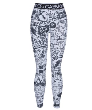 95% poliamida, 5% elastano; pantalones Dolce & Gabbana;  Modelo: FTCKST G7FZW 07;  Mano de obra de alta calidad;  Corte ceñido, cintura alta;  Cintura elástica;  cremalleras en los tobillos;  Detalles del logotipo de Dolce & Gabbana