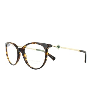 Bvlgari 4149kb 5193 glasses have a dark havana frame and are made of metal and plastic. They have a round shape and are designed for women.