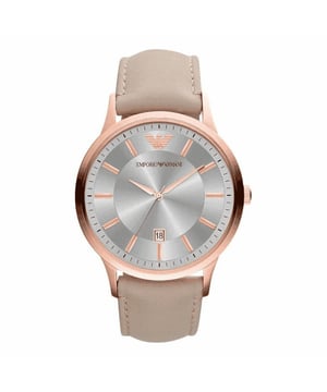 Emporio Armani AR2464 - Reloj para hombre cuarzo acero inoxidable• material: acero inoxidable• cristal: minèral• pulsera: cuero• correa: oro rosado• resistencia al agua: 50 m (5 ATM)• tamaño de la caja: 43 mm