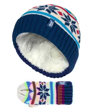 Are you starting to sense that it is getting chilly outside? If you are on the search for winter accessories for the whole family then you can be assured to put your trust in Heat Holders to keep you toasty and warm. This boy’s hat and mitten set is a great option if you are looking for warmth and style in the same package. The hat has a soft fleece inner to help hold the warm air close to your head, no matter what style you choose for them, you’ll be sure that this hat will keep the whole head warm. The mittens have the same fleece inner keeping warm air trapped close to the hands. Both the hat and gloves are imprinted with funky styles, so your kids can keep warm and jazzy at the same time! This hat and mitten set is suitable for boys aged 3-6 years with Two styles are plain with a turnover cuff and the other four are without the turnover cuff. They are designed with heat weaver thermal technologies with acrylic and polyester and they are machine washable.