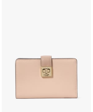 This Medium Wallet Holds All Your Credit Cards, Bills, Loose Change, I.D., Receipts, Tickets…And It Won't Take Up All The Space In Your Bag., Phoebe Colorblock Refined Grain Leather Turnlock Medium Wallet, On Hardware,  Length: 2.54 Cm,  Width: 14.22 Cm,  Height: 9.14 Cm