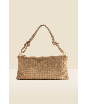 Worthy of 'it's bag status Shoulder bags are so now Decorated with dazzling gold diamantesOn-trend knot detail straps Zip fastening and inside pocket to keep your essentials safe Style with jeans and a nice top or your favourite going-out dress