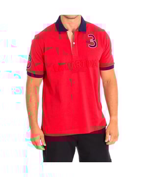 Short Sleeve Polo La Martina.
 Red color
 Ideal to complete a casual and modern look.
 Contrasting lapel collar.
 Medium button closure on the front.
 Graphics on the front and back with motifs of the brand.
 Seams seen in tone.

 Composition: 100% Cotton.

 - Wash maximum at 30ºC.
 - Iron at medium temperature, max. 110ºC.
 - It does not allow the use of a dryer.
 - Do not bleach.
 - Does not admit dry cleaning.
 Composition: 100% cotton.
 Care:
- Wash maximum at 30ºC.
 - Iron at medium temperature, max. 110ºC.
 - It is not allowed to use a dryer.
 - Do not use bleach.
 - Does not support dry cleaning.