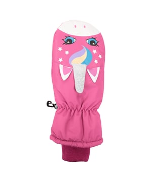 100% Polyester. Attachment Clip, Textured Fingers, Textured Palm. Fabric Technology: Durable, DWR Finish, Fade Resistant, Peel Resistant, Snowproof, Water Resistant. Cuff: Elasticated. Design: Stars, Unicorn.
