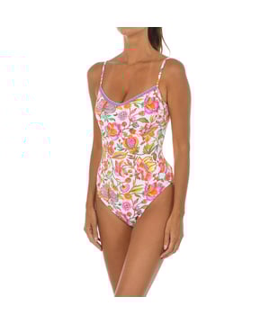 Badeanzug.
 Mit Reifen.
 Blumenmuster.
 Mit Textur.
 Komposition: 80 % Polyamid, 20 % Elastan
 Pflege:
Handwäsche (maximal 30 °C)
 Benutzen Sie keine Bleiche.
 Kein Bügeln.
 Reinige chemisch nicht.
 Verwenden Sie keinen Trockner.