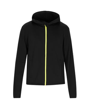 Entworfen für mühelosen Stil, präsentiert diese Kapuzenjacke eine schlanke Silhouette mit einem durchgehenden Reißverschluss und zwei Vordertaschen. Die klaren Linien und die reguläre Passform bieten einen vielseitigen Look, der für verschiedene Anlässe geeignet ist. Komplett mit langen Ärmeln und einer verstellbaren Kordelkapuze strahlt diese Jacke lässige Eleganz aus.  Jacke