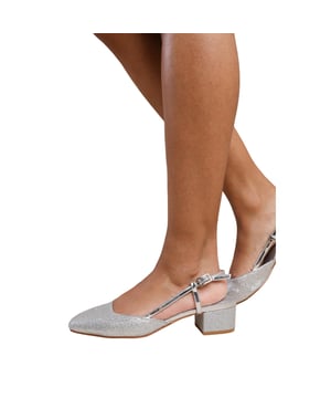 Boven: Kunstleer. Slingback, Zachte ondersteuning. Lage blokhak. Hakhoogte: 2in. Ontwerp: Glitter. Teenstijl: Vierkant. Sluiting: Verstelbare gesp, Slip-on.
