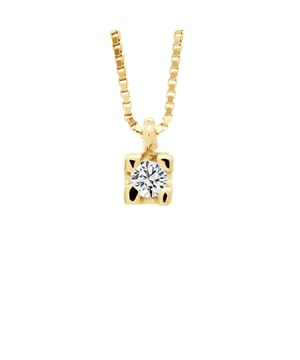 Ketting Diamond Solitaire 0030 Cts (1 x 0,030 CTS) Size Glossy - Serti 4 Claws - Quality HSI (kleur H - Quality Si1) - Chain Venetiaanse Lengte 42 cm - Yellow Gold 375 duizendste - 2 jaar garantie - Wordt geleverd in een koffer met een certificaat authenticiteit en een Internationale Garantie - Al onze juwelen zijn gemaakt in Frankrijk.