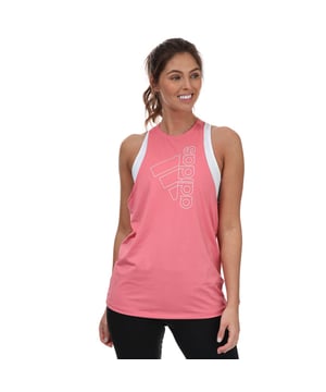 Womens adidas Badge Of Sport Tank Top in rose.- Crew neck.- Sleeveless.- Long racerback.- Moisture-absorbing AEROREADY.- Curved hem.- Regular fit.- Main Material: 84% Polyester (Recycled)  16% Elastane. Machine washable.- Ref: GL3767