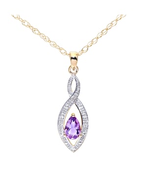 9K (375) Yellow Gold: 1.7gr; # Diamond: 0.015ct; # Amethyst: 0.38ct; # Dimension: 46cm x 2.8cm x 0.81cm