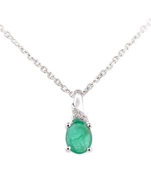 9K (375) White Gold: 1.1gr; # Diamond: 0.01ct; # Emerald: 0.36ct