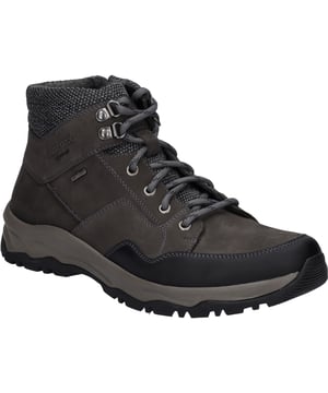 Verarbeitet ist diese Stiefelette aus weichem Nubuk-Leder, was dem Schuh eine zeitlose Eleganz gibt. Diese Stiefelette ist für die kalte Jahreszeit mit weichem Textil warm gefüttert. Das Modell Leroy 53 gewährt einen leichten Einstieg durch eine geschickte Schnürung. Die TopDryTex-Technologie gewährt zugleich warme als auch trockene Füße. Diese Stiefelette hat eine herausnehmbare Sohle damit Du auch Deine eigenen Einlegesohlen nutzen kannst. Die Machart Strobel sorgt für ein sehr sportives Laufgefühl. Mit der Bequemschuhweite H bietet diese Stiefelette Deinen Füßen eine weitere Passform. Leroy 53 gibt Dir die Freiheit – Deinen Weg zu gehen.