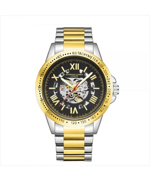 El reloj de caballero Anthony James Edición Limitada Techtonic Two Tone, ensamblado a mano, utiliza un movimiento automático que acciona las agujas a través de la esfera esqueleto plateada, despojando la capa superior para revelar el preciso y sofisticado sistema mecánico que hay debajo. La próspera caja de aleación de oro rinde homenaje a su inspiración, la de la rica innovación tecnológica, mientras que el taquímetro circundante permite al usuario medir la velocidad comparando la distancia recorrida y el tiempo empleado. El fondo de caja de acero inoxidable grabado con el logotipo de Anthony James asegura el reverso del reloj, y su brazalete de acero inoxidable envuelto en aleación bicolor se cierra con un duradero cierre desplegable que también está enriquecido con el mismo logotipo. Especificaciones del reloj
- Movimiento automático
- Esfera esqueleto plateada
- Taquímetro
- Resistente al agua 3ATM
- Cristal mineral resistente a los arañazos
- 5 años de garantía
Tamaños y pesos
- Diámetro de la caja 40 mm
- Grosor de la caja 15 mm
- Ancho de la lengüeta 22 mm
- Ancho de la correa 22 mm
- Longitud de la correa 200 mm
- Peso 110 gramos
Materiales y color
- Caja de aleación de oro
- Logotipo grabado Fondo de acero inoxidable
- Pulsera de acero envuelta en aleación de dos tonos
- Cierre desplegable con logotipo