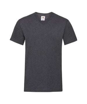 Korte mouwen V-hals T-Shirt Katoen / Lycra® rib V-hals met taping voor comfort. Geproduceerd met Belcoro®-garen voor een zachter gevoel en een schoner printproces. Fijn gebreid voor een verbeterde afdrukking. Ook beschikbaar in dames maten, code 61224 * Heather Grey 97% katoen, 3% polyester. Gewicht: 160-165 g / m². Stof: 100% katoen *, Belcoro®-garen. S (35-37: passend (ins)) M (38-40: passend (ins)) L (41-43: passend (ins)) XL (44-46: passend (ins)) 2XL (47-49: passend (ins))   FRUIT OF THE LOOM - een merk dat traditie doordrenkt, met een uitgebreid assortiment van vele kledingstukken.