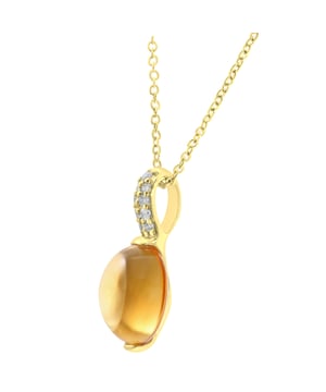 9K (375) witgoud: 1,1 gram; # Diamant: 0,04 ct; # Citrien: 1,94 ct