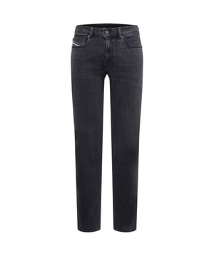 Pantalones vaqueros negros Diesel, bragueta con cremallera, 96 % algodon, 3 % elastomultiester, 1 % elastano-spandex, corte cenido, marca Diesel