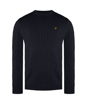 Lyle & Scott Lng Manga Crew Men azul marino Men Pima Cable de algodón Jumper KN1621V Z271