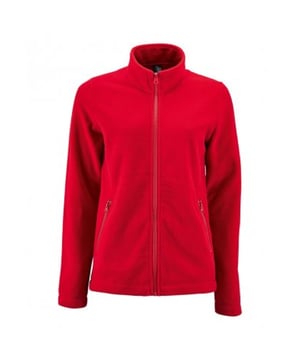 Dames fleecejack. Onbeperkt. Gevormde pasvorm. Ritssluiting over de hele lengte. Twee zakken met rits aan de voorkant. Open manchetten en zoom. 100% Polyester.