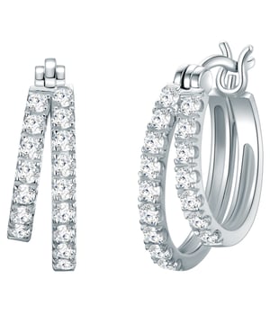 Sparkling earrings enrich every jewelry box - like these extraordinary creoles of the Trilani label. The design in a double-circuit shape is guaranteed to draw everyone's views on your earlobes! Made of 925 sterling silver and with rhodium, the earrings keep their noble silver gloss for a long time. The lush trim with precisely faceted zirconia crystals in the diamond cut ensures a beguiling glitter. The creoles harmonize with the office look as well as casual outfits in leisure time-a real every-day piece. The practical folding bracket simplifies putting on and off for the best comfort.