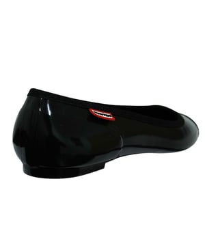 Hunter Original Ballet Pumps Flat Slip On Womens Shoes Black Gloss YFF1000RMF