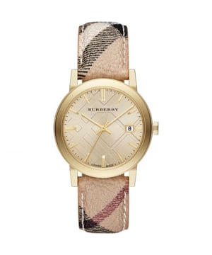 Specification Details Brand Burberry Model BU9026 Barcode Number 4051432858628 Gender Women's Case Diameter 38mm Case Material Stainless Steel Case Colour Yellow Dial Colour Champagne Band Material Leather Band Colour Multi-Color Movement Quartz (Battery) Chronograph No Water Resistance 50 Meters (5 ATM)