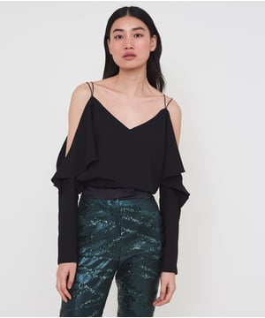 From dinner to dancefloor, the Lennox Animal Sequin Trouser is the answer to party season dressing dilemmas. Crafted in jewel-like gun-metal green with all-over matt and shiny embellishment, it has a tuxedo-inspired satin waistband and back welt-pockets for an opulent finish