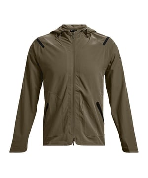 Under Armour Unstoppable Men's Khaki Jacket, a versatile and stylish outerwear piece that effortlessly combines modern aesthetics with comfort and functionality. Whether you're navigating the city streets, heading to the gym, or just embracing casual style, this jacket offers a range of features that make it a standout choice for men on the move.

Key Features:

 Classic Khaki Color:  The jacket's khaki colorway adds a timeless and versatile touch to your wardrobe, making it easy to pair with various outfits and occasions.

 Casual Style: The Unstoppable jacket features a sleek and contemporary design that seamlessly transitions between athletic and casual settings, offering the perfect balance of fashion and function.

 Lightweight Construction: Crafted from lightweight materials, this jacket provides comfortable wear without adding unnecessary bulk, making it ideal for layering or transitional weather.

 Breathable Fabric: The jacket incorporates breathable materials to help regulate temperature and wick away moisture, ensuring you stay cool and comfortable during activities or daily wear.

 Secure Pockets: Zippered hand pockets provide secure storage for your essentials, keeping your belongings safe and easily accessible.

 Durable Build: Under Armour is known for its durable construction, ensuring this jacket is built to withstand regular wear and tear, making it a reliable addition to your wardrobe.

 Embroidered Logo: The Under Armour logo is often embroidered on the jacket, adding a subtle touch of branding and authenticity.

 Comfortable Lining: The interior of the jacket features a soft and comfortable lining, enhancing your overall wearing experience.

 Adjustable Hem: Some versions of this jacket include an adjustable hem, allowing you to customize the fit and ensure optimal comfort.