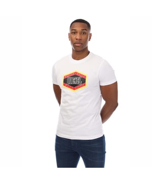 Heren Diesel T-Diegor 15-I T-Shirt in wit.- Geribbelde ronde hals.- Korte mouwen.- Grafisch logo op de borst.- Slim fit.- 100% Katoen.- Ref: A16944RPATI100