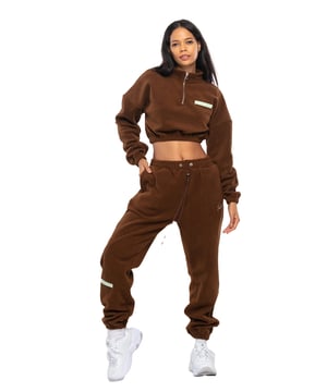 Tom Barron Dames Casual Cropped Fleece Stijlvol Oversized Trainingspak